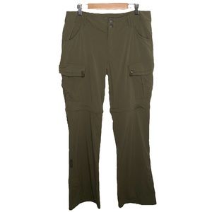 Prana Womens Olive Green Cargo Pockets Convertible Straight Leg Size 10 Pants